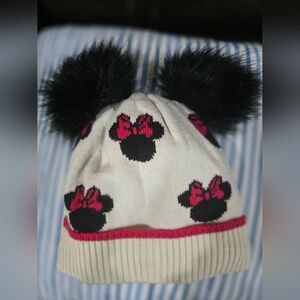 Disney Cream Hat with Black Ears and Red Bows